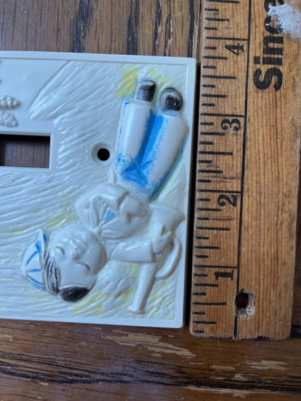Vintage Hand-Painted Light Switch Cover Little Boy Blue